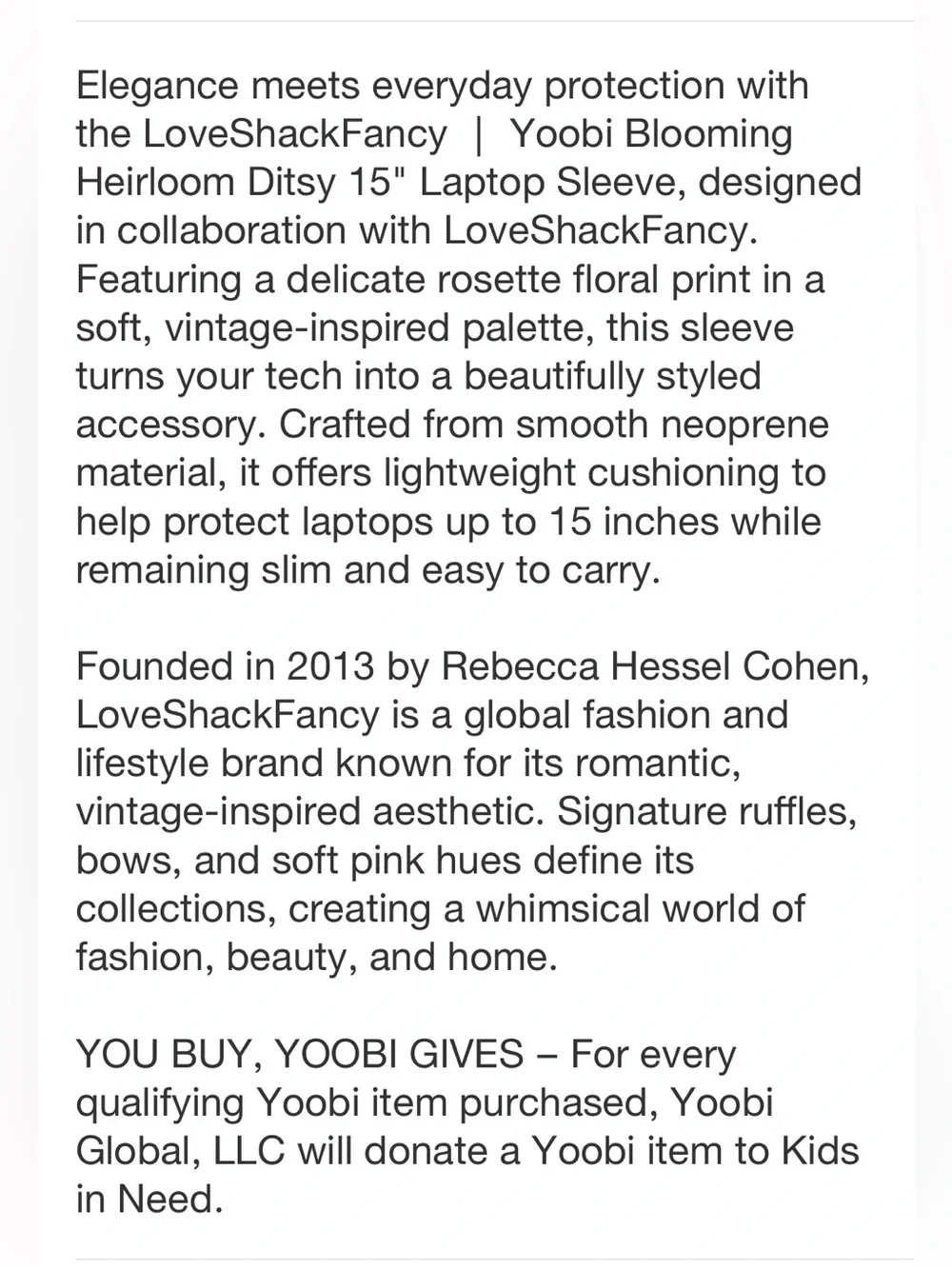 IN HAND LoveShackFancy Yoobi Blooming Heirloom Laptop Sleeve Strawberry Macaroon